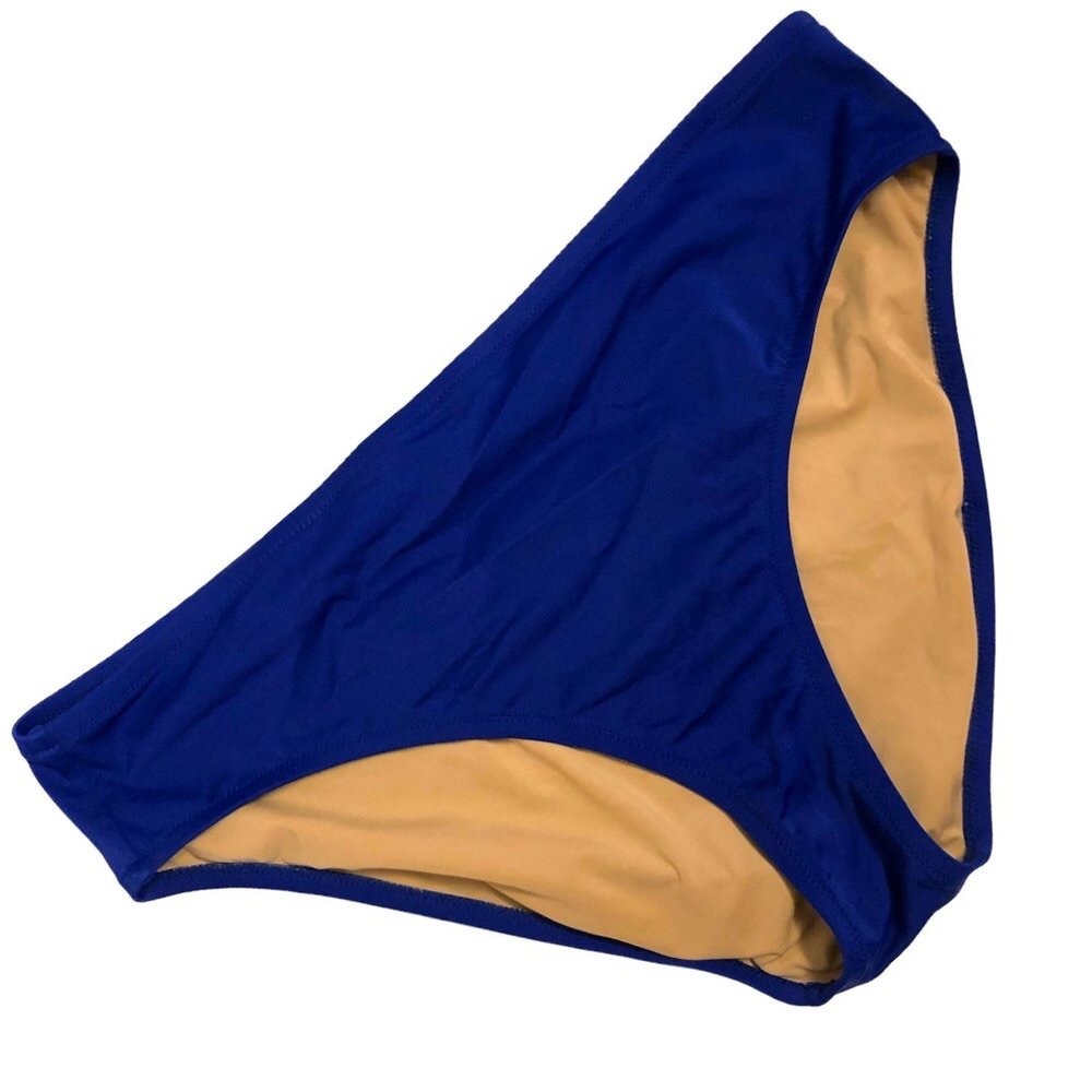 J. CREW Solid Blue Mid-Rise Tankini Bottoms - Size Large.